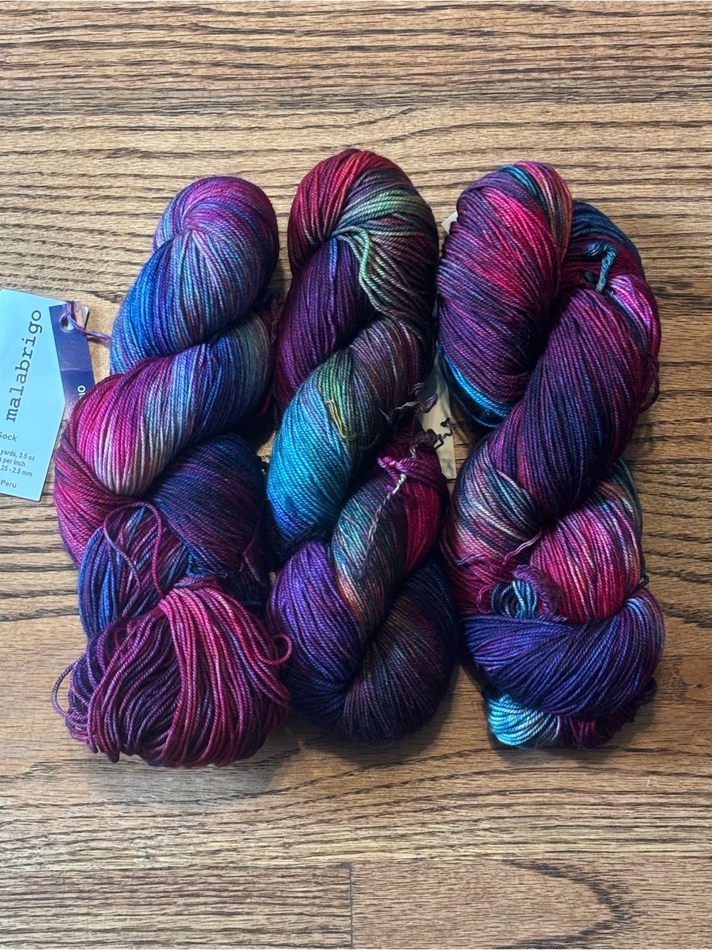 Malabrigo Sock Yarn Aniversario Lot of 3 Fingering 100g Purple Pink Knitting NWT